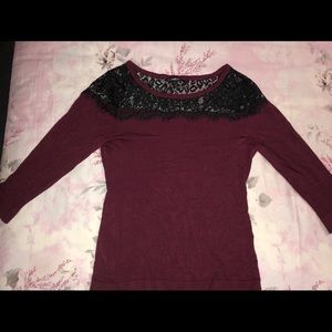 Express Burgundy Lace Top